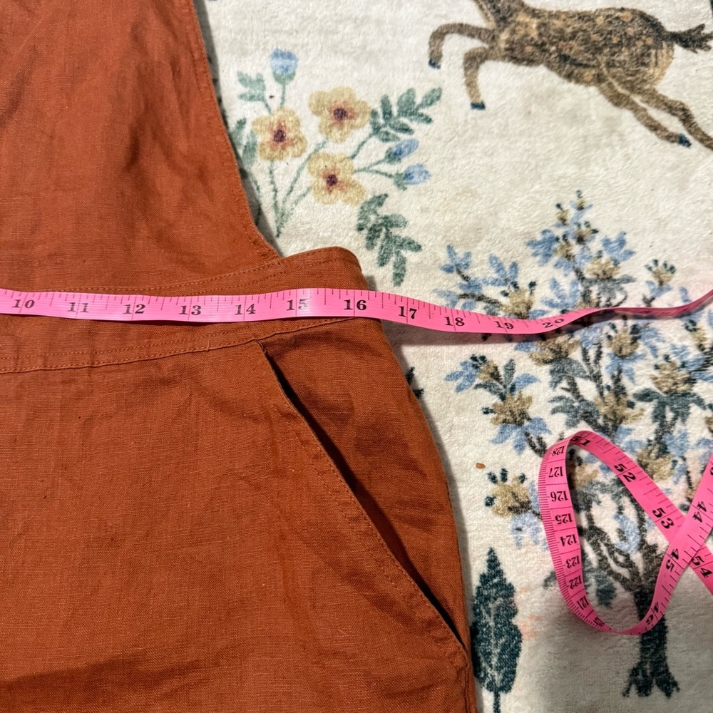 Nicole Miller Rust Orange Overalls Size S 100% linen - Picture 3 of 6
